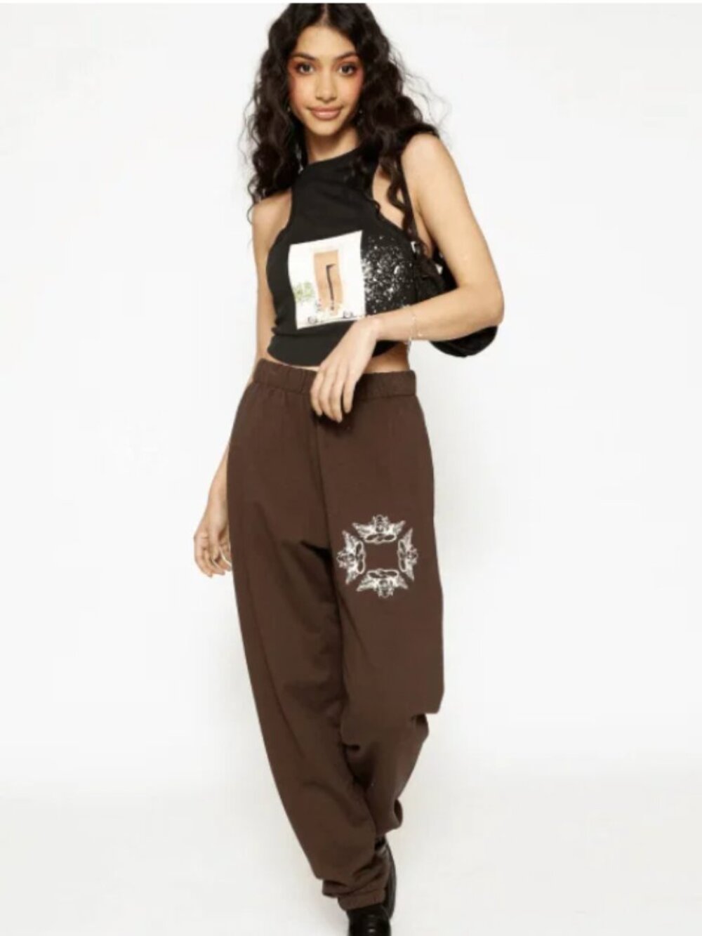EUC Boys Lie Eyes Wide Shut Brown Graphic Graphic Jogger Sweatpants | Size S